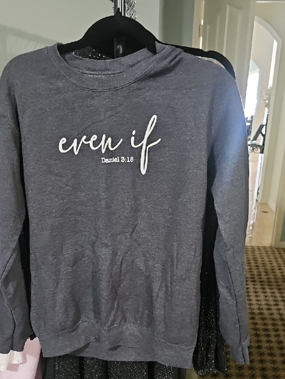 Even If Graphic Crewneck Sweatshirt - Heather Navy with White Script